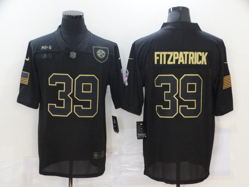 Men Pittsburgh Steelers #39 Fitzpatrick Black gold lettering 2020 Nike NFL Jersey->tennessee titans->NFL Jersey